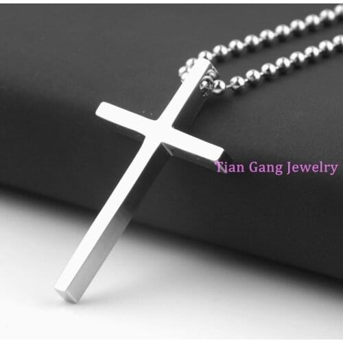 Fashion Classic Unisexs Women Mens 316L Stainless Steel Jesus Cross Pendant Necklace Silver Color