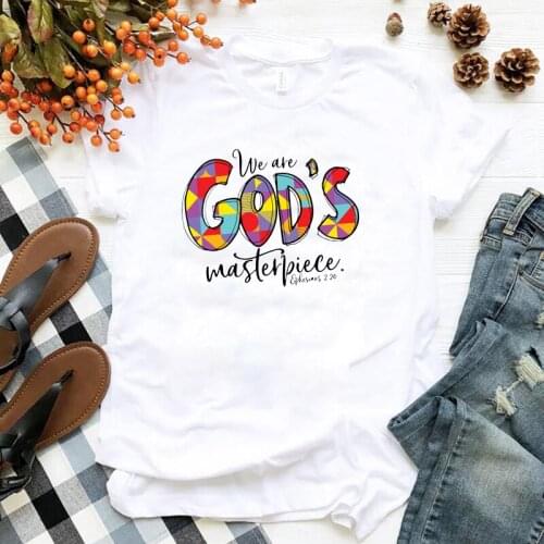 We Are Gods Wasterpiece Bible Christian T Shirt Women Motivation Graphic Tshirts Cotton Plus Size Womens Clothing Dropshipping