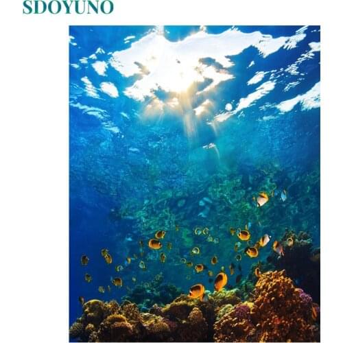 SDOYUNO Painting By Numbers for Adults DIY Frameless 60X75cm Seascape pictures by numbers Wall Art Digital Painting Animals