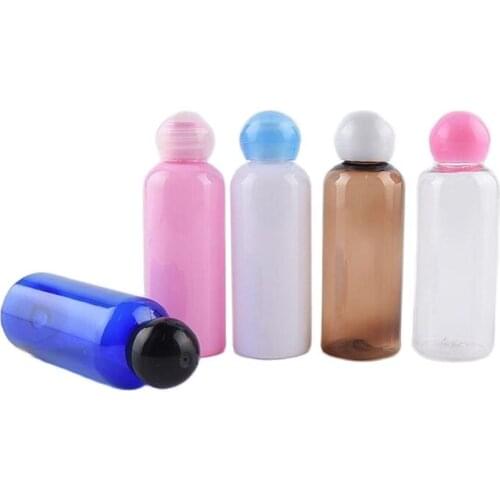 New 50ml PET Plastic Bottle with Mushroom Cap Pink Blue Cute Cosmetic Container Lotion Cream Refillable Plug Bottle 50pcs