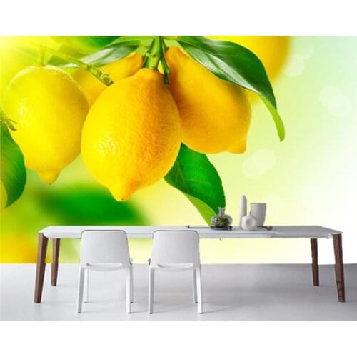 Papel de pared Lemons Closeup Foliage Food photo wallpaper,living room sofa TV wall bedroom kitchen restaurant bar 3d murals