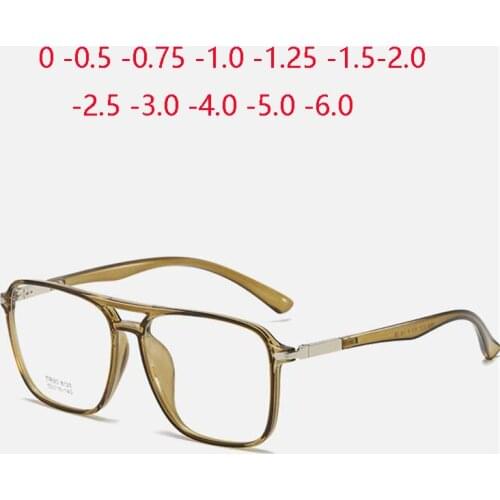 Olive Green Frame Oversized Myopia Glasses Anti Blue Rays TR90 Student Prescription Spectacles Diopter 0 -0.5 -0.75 -1.0 To -6.0