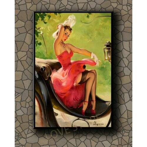 P316 Vintage Beautiful Pin-up Girl Classic Picture 444 Silk Fabric Poster Art Decor Indoor Painting Gift