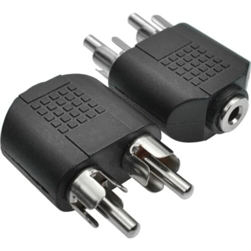 3.5mm Aux Female Jack Adapter 1 Female To 2 Male RCA Converter 2Pcs/Set 95AF