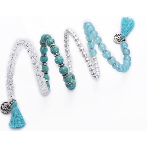 Simple Fashion 2020 New Style Natural Stone Turquoise Multi-circle Winding Charms Unisex Bracelet For Girls Women Wedding Birth