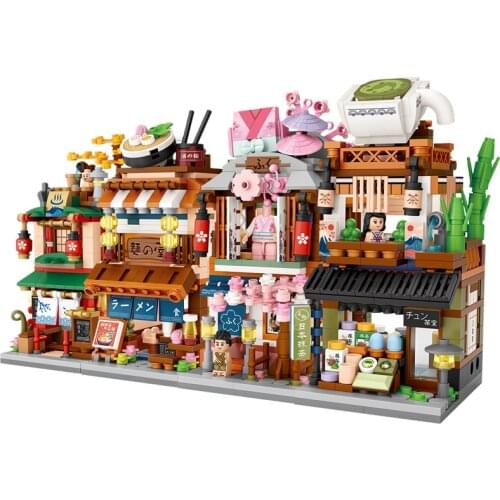 4 in 1 FEATURED SHOPS LOZ MINI Blocks japan STREET views HOT SPRING/RAMEN/KIMONNO/MATCHA Relaxing toys Brinqueos конструктоp