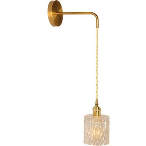 North European retro brass crystal glass wall lamp warm bed and breakfast bedside light luxury hotel indoor wall lamp