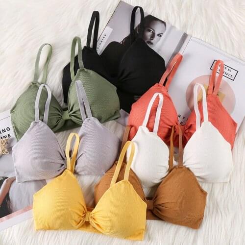SP&CITY Colored Cotton Solid Wire Free Breathable Bra Women Simple Seamless Push Up Bra Sports Breathable Tank Bra Sexy Lingerie