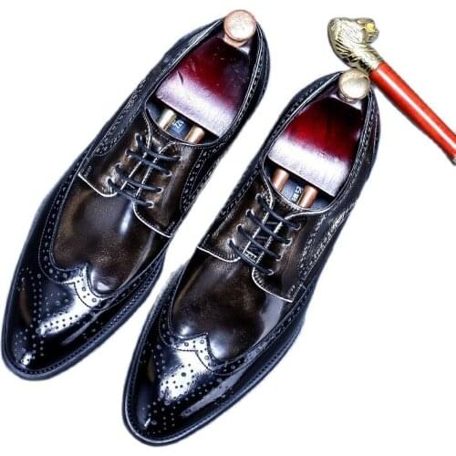 SZOLWY Men's Patent Leather Shoes