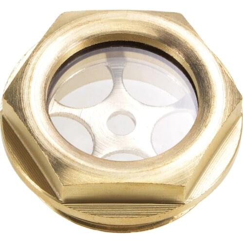 Uxcell Oil Liquid Level Gauge Sight Glass M Male Threaded Brass Air Compressor Fittings with O-Ring, Yellow