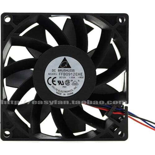 Detla Electronics FFB0912EHE R00 DC 12V 1.5A 90x90x38mm Server Cooling Fan