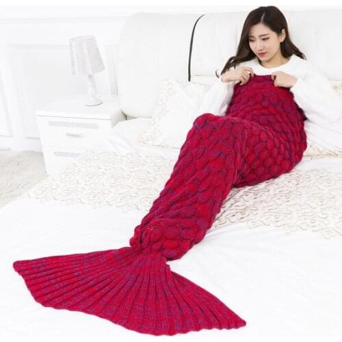All Seasons Sleeping Bag for Kid Adult Fashion Design Soft Knitted Mermaid Tail Wearable Blanket Crochet Birthday Christmas Gift