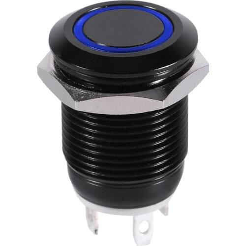 1 pcs 2A 36V 12mm Black Case Waterproof anti dust Mini Push Button Momentary Switch Toggle ubber ring and hexagonal nut fixed