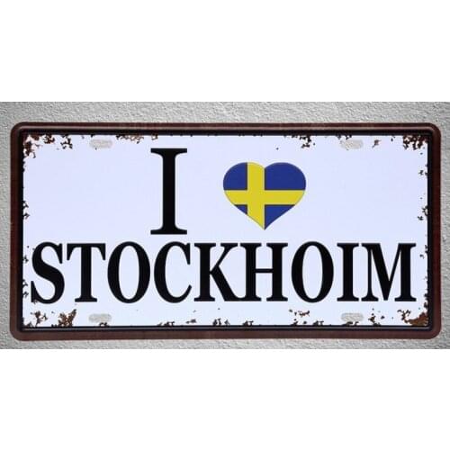 1 pc I love Stockholm Football Sweden Cup plaques World Tin Plates Signs wall man cave Decoration Metal Art Vintage Poster