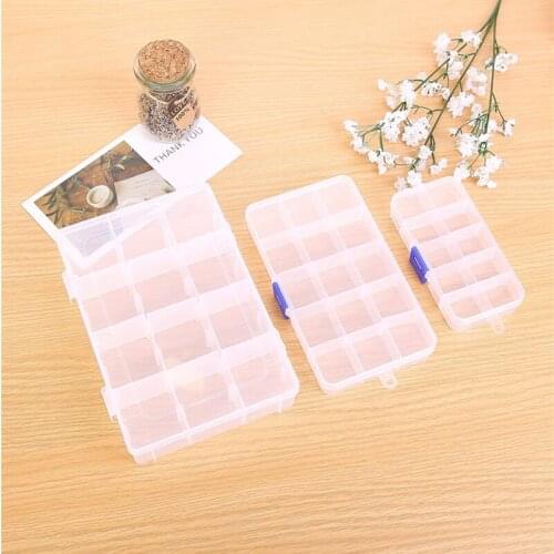 10 /15/24Grids Compartments Plastic Transparent Organizer Jewel Bead Case Cover Container Storage Box for Jewelry Pill