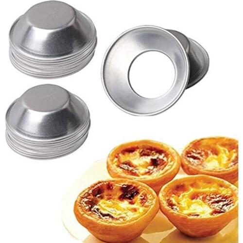 10pcs Mini Tiny Pie Muffin Cupcake Pans Tin Aluminum Round Egg Tart Mold Tartlets Dessert Mold Pan Puto Cup Reusable Cookie Mold