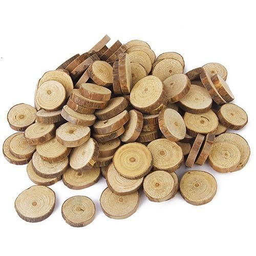 100 Pcs Natural Pine Round Unfinished Wood Log Slices Circles With Tree Bark Log Discs DIY Crafts Wedding Party Painting