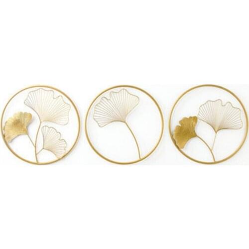 3PCS Nordic Gold Luxury Iron Hanging Metal Ginkgo Leaf Wall Decoration , Decoration For Living Home Decoracion Accessories A889