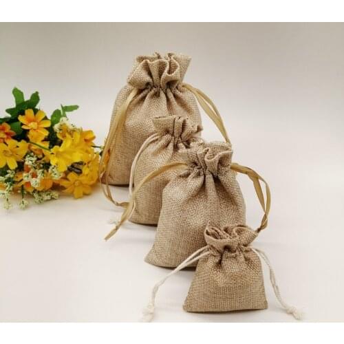 5pcs Jute Zak Jute Linen Drawstring Bag Gift Bag Jutte Zakjes Diy Handmade Jute Bag Pack Christmas Party Wedding Jewelry Pouches