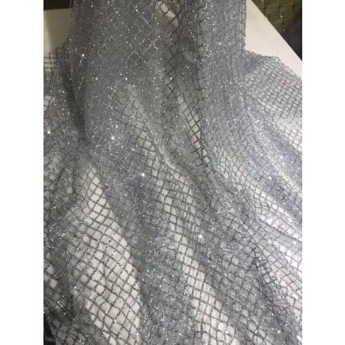 5yards shining glued print glitter SYJ-81143 sparkle net tulle mesh lace for fashion dress