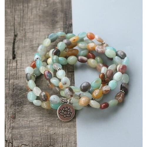 EDOTHALIA Unshape Natual Stone Amazonite Stone Bead Wrap Bracelet Women Girls Gift Mixed Color Friendship Bracelet