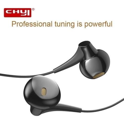CHYI Earphones Mobile Phone Subwoofer Wire Headset Extra Bass Straight Line PC In-ear Metal Sports Music Phone Earphone With Mic