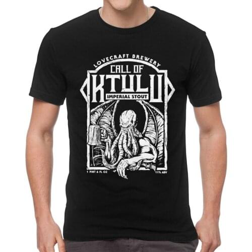 Retro Cthulhu T Shirt Mens Cotton Printing T-shirts Novelty Tshirt Short Sleeve Call Of Ktulu Tee Lovecraft Brewery Tees Tops