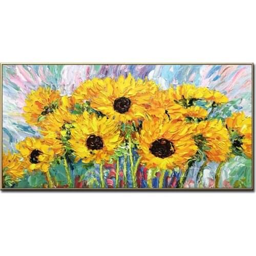 Yellow Sunflower Abstract High Quality Beautiful Oil Painting On Canvas Wall Art Home Decor Picture Modern 100% Handpainted