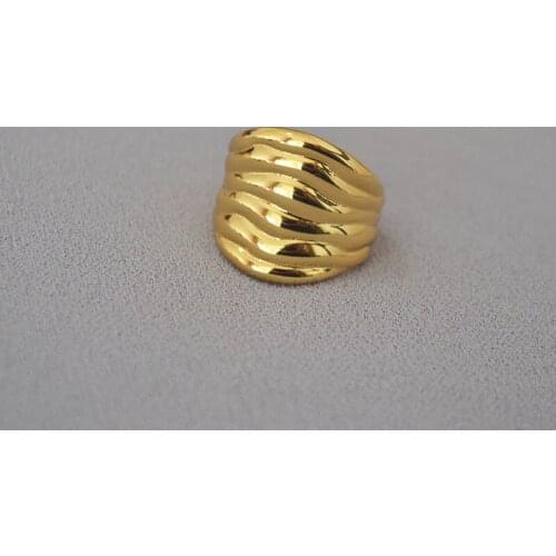European and American original design water feeling ripple concave convex irregular line opening wide ring index finger ring