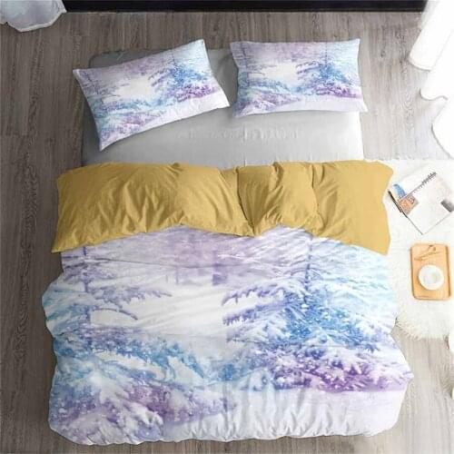3D Bedding Set Forest snow scenery Print Duvet cover set lifelike bedclothes with pillowcase bed set home Textiles #2-02