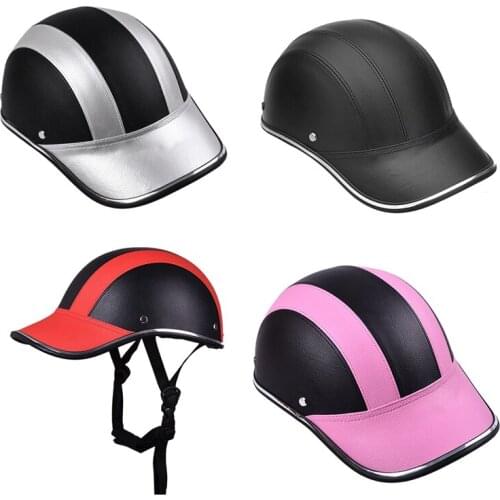 Motorcycle Leather Helmets Bike Scooter Half Open Face Protective Helmet Hard Hat-Safety Unisex Racer Helmet Baseball Cap-Safety