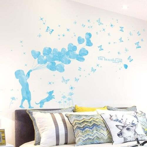 Love balloon wall sticker PVC Material Butterfly balloon wall decals For Living room Childrens room bedroom home decor sticker