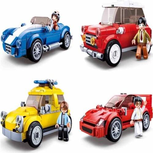 658Pcs 4 Type Racing Car Taxi Model Educational Building Blocks Toys For Children 6Years DIY Birthday Present Small Bricks 0706