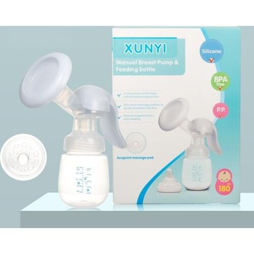 Baywell Portable Manual Breast Pump Baby Feeding Bottle Milk Collection Massage Comfortable Adjustable Pressing Breast Pump