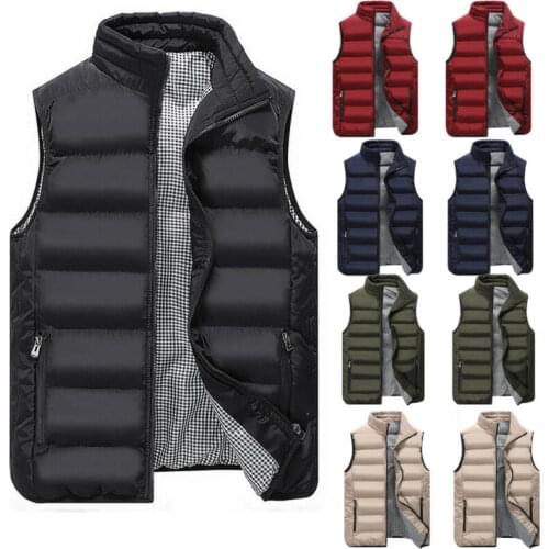 New Fashion Mens Winter Body Warmer Jacket Solid Color Sleeveless Waistcoat Shooting Fishing Vest L-4XL