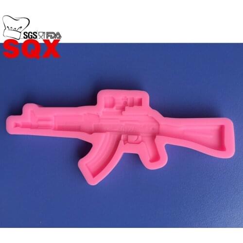 New 1pieces beautiful gun mold fondant cake decorating mold baking DIY tools sugar art silicone mold MR0899