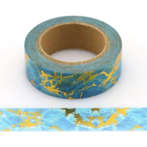 NEW 15mm*10M Blue Foil Washi Tape Starlight lightning- High Quality Paper Adhesive Tape Golden Sticky Paper Tape Masking Tape