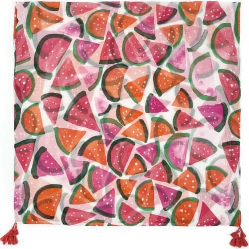 2021 Fashion Newest Watermelon Printed Pattern Cotton Fruit Printed Tassel Scarf Shawls Wraps Hijabs 10pcs/lot