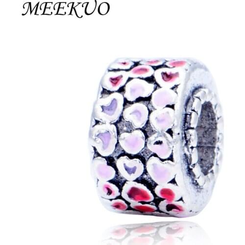 Charm European Heart Beads Love Charm Pendant Bead Fit 3mm Snake Chain Brand Bracelet Gift