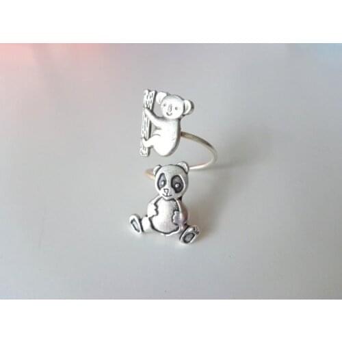 Wholesale Unique Retro Adjustable Koala Panda Rings High Quality Design Mens Promise Rings Women Gift Overwatch Aros