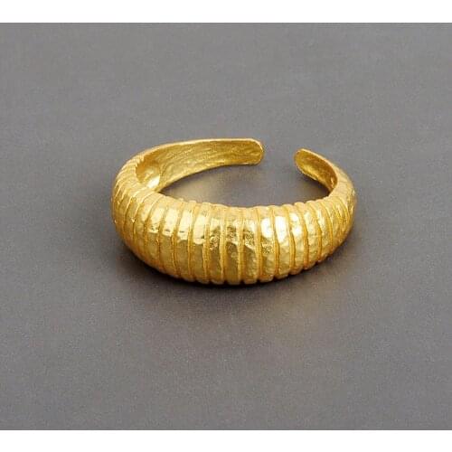 ORZTOON French Classic Minimalist Smooth Irregular Wave Pattern Ring For Women Adjustable Retro Trend Gold Ring Jewelry 2021 New