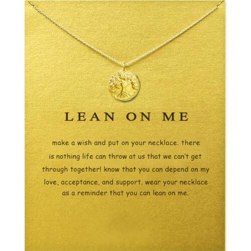 Vintage Round Carved Tree Pendant Necklace Pearl Card Gold Color Clavicle Necklace For Female Anniversary Gift