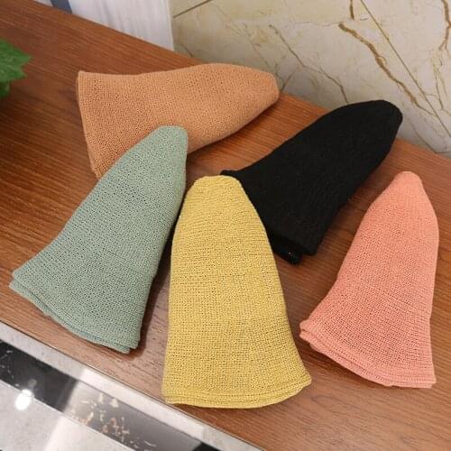 Korea Summer Knitted Women Dome Bucket Hat All Match Casual Fresh Foldable Sun Protector Hats Breathable Caps 8 Colors 56-58cm