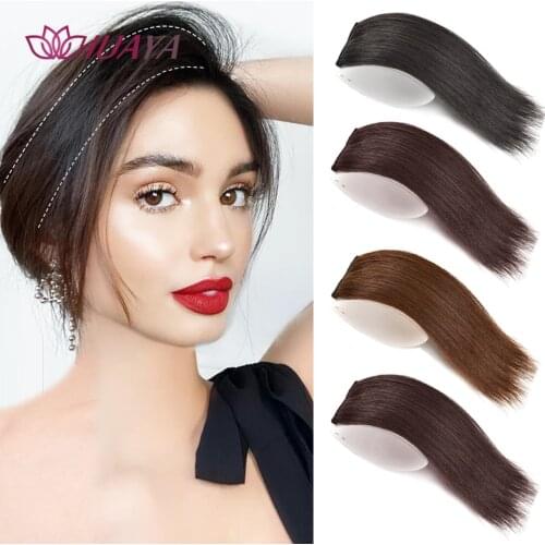 HUAYA One/two-piece Hair Pads Synthetic Straight Hair Invisible Thickened Hair Root Pad High Hair Extension Piece False Hair