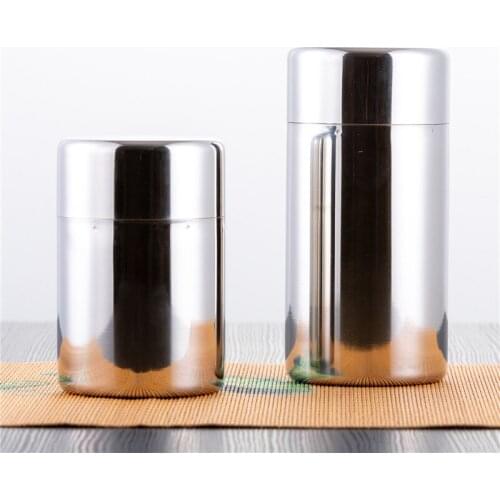 Portable 304 Stainless Steel Sealed Tea Cans Leaf Storage Jar Canister with Double Lids For Household Coffee Bean Container