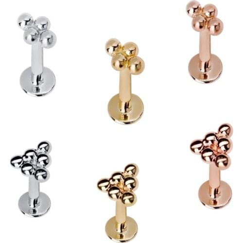 2Pcs Steel 16G 4.5mm internal thread 6 bead ball screw helix conch cartilage labret tragus piercing earring body jewelry