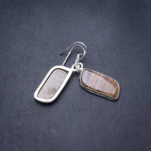 Natural Botswana Agate Handmade Unique 925 Sterling Silver Earrings 1.5" Y3584