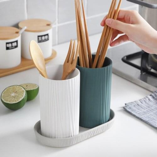 Nordic Matte Ceramics Chopstick Drain Holder knife Fork Spoon Cutlery Storage Rack Kitchen Tool Stand Chopstick Cage Basket Box
