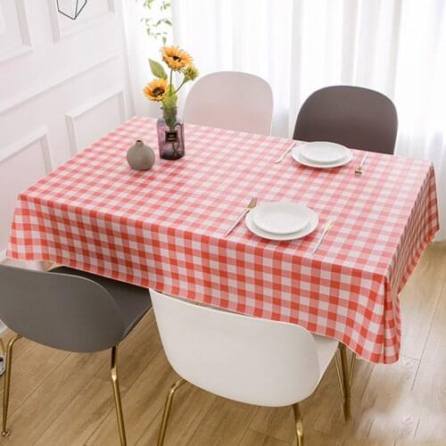 Plastic Tablecloth Red Plaid Kitchen Oilcloth Tablecloth Camping Decor Cloth Utensils Table Cover Table Home Rectangular Dining