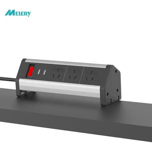 Power Strip China AU Standard 3 Ways Electrical Plugs Sockets Clamp on Conference Table Outlets with Usb Port for Bar Counter